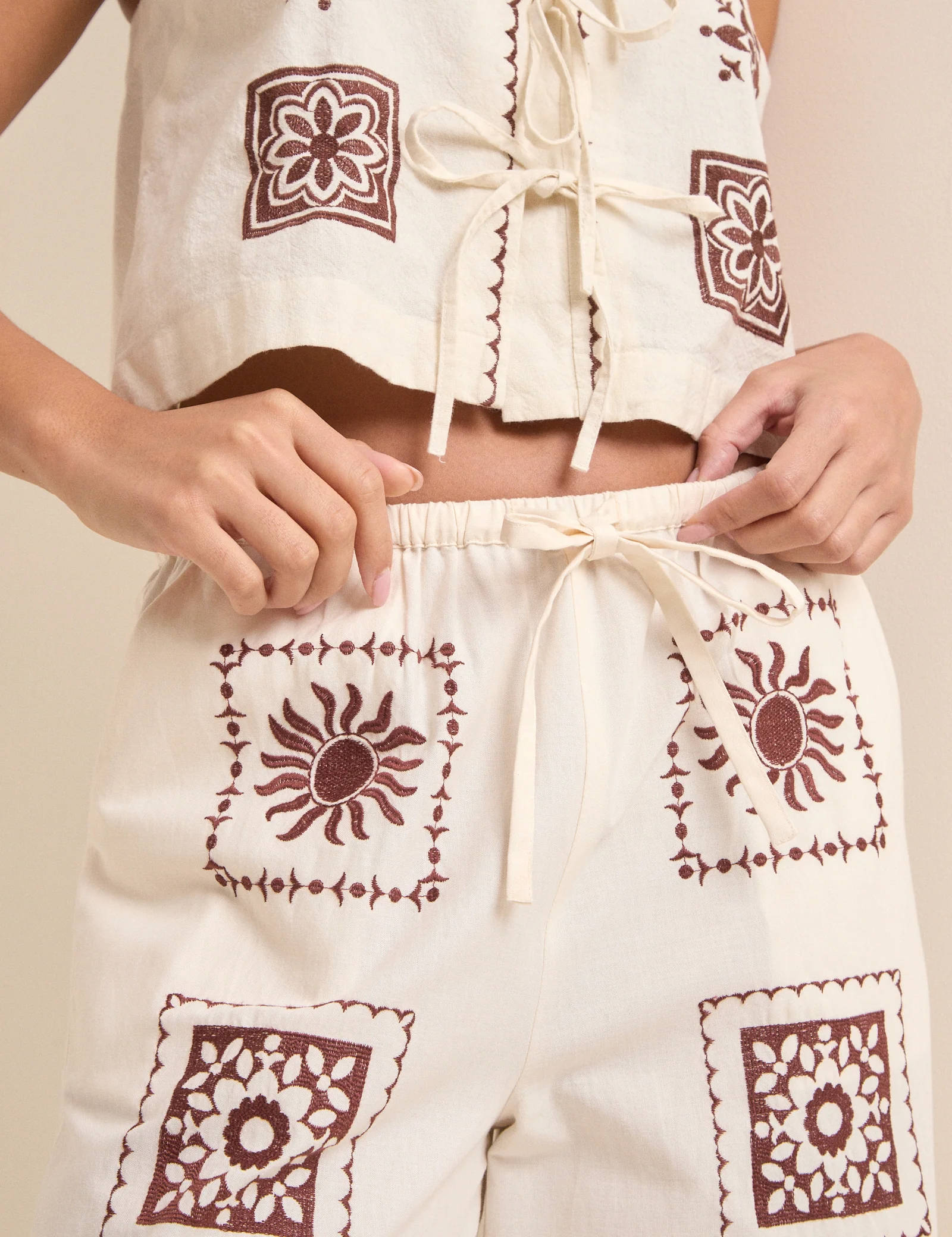 Ivory Tile Printed Wide Leg Topaz Trousers - Image 3