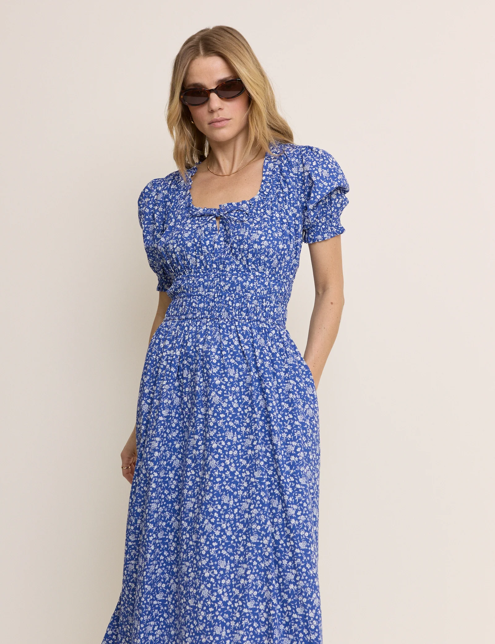 Blue Floral Tula Midi Dress - Image 4