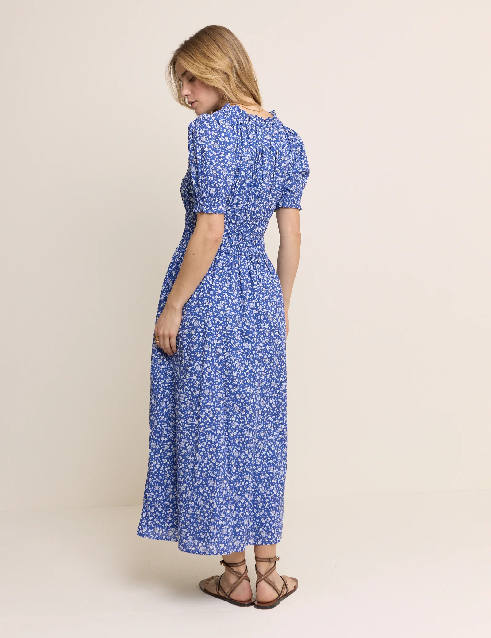 Blue Floral Tula Midi Dress - Image 5