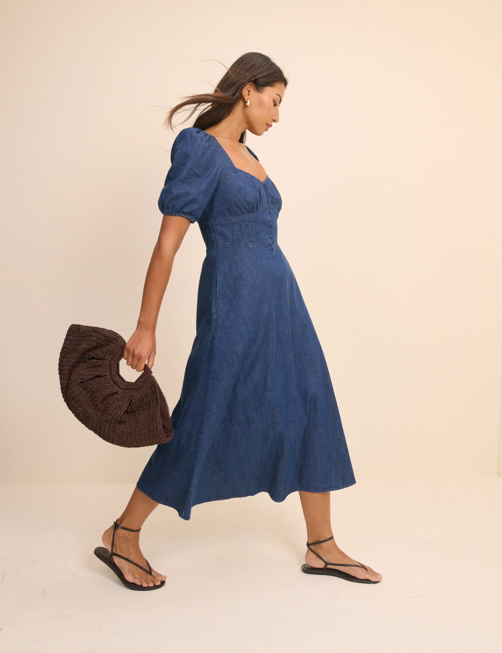 Dark Wash Denim Tulla Midi Dress - Image 4