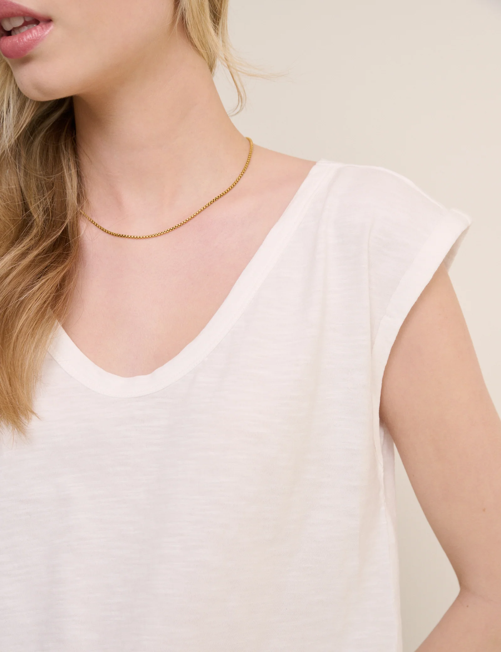 White Turn Up Sleeve Jersey Top - Image 3