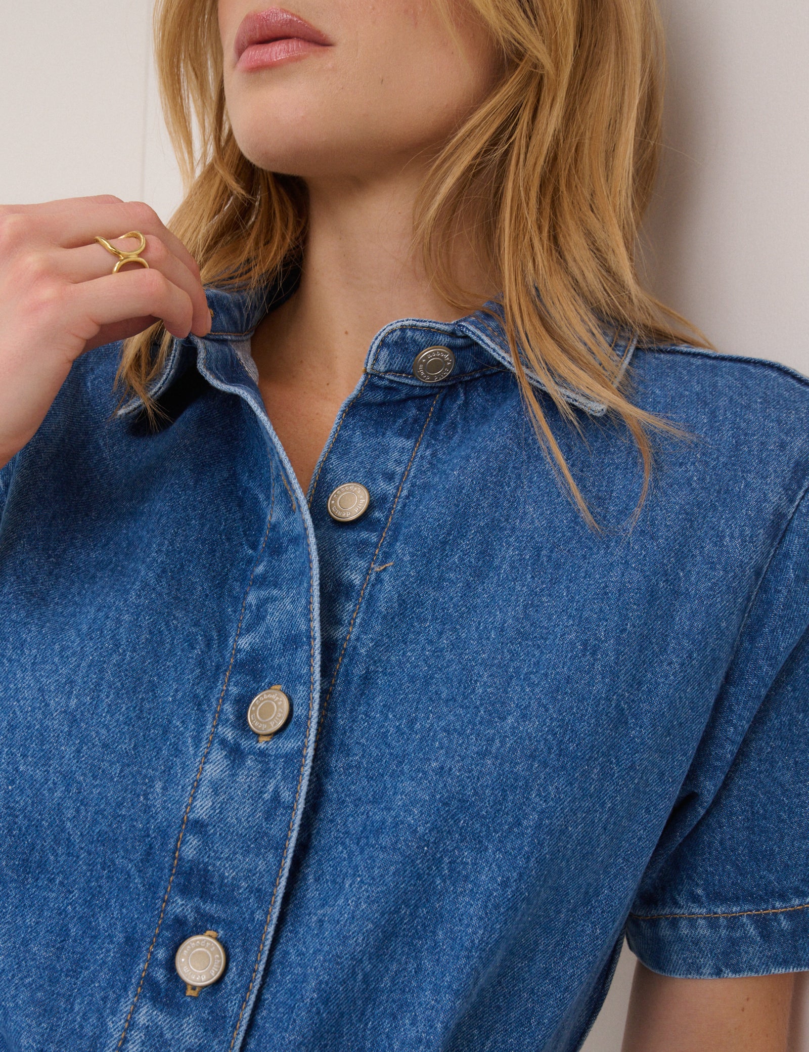 Mid Wash Tie Waist Tyler Denim Playsuit - Image 3