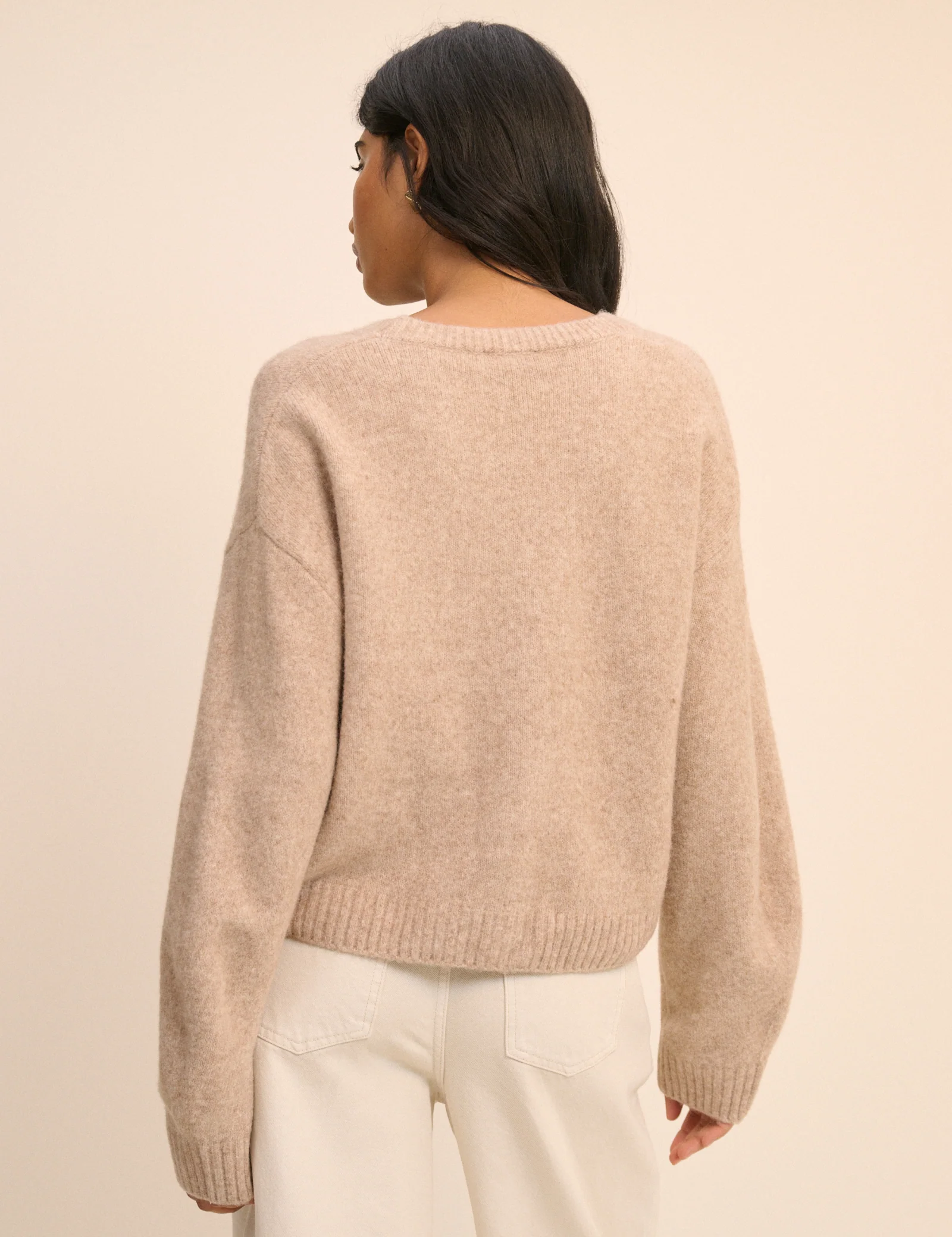 Beige V-Neck Pocket Cardigan - Image 5