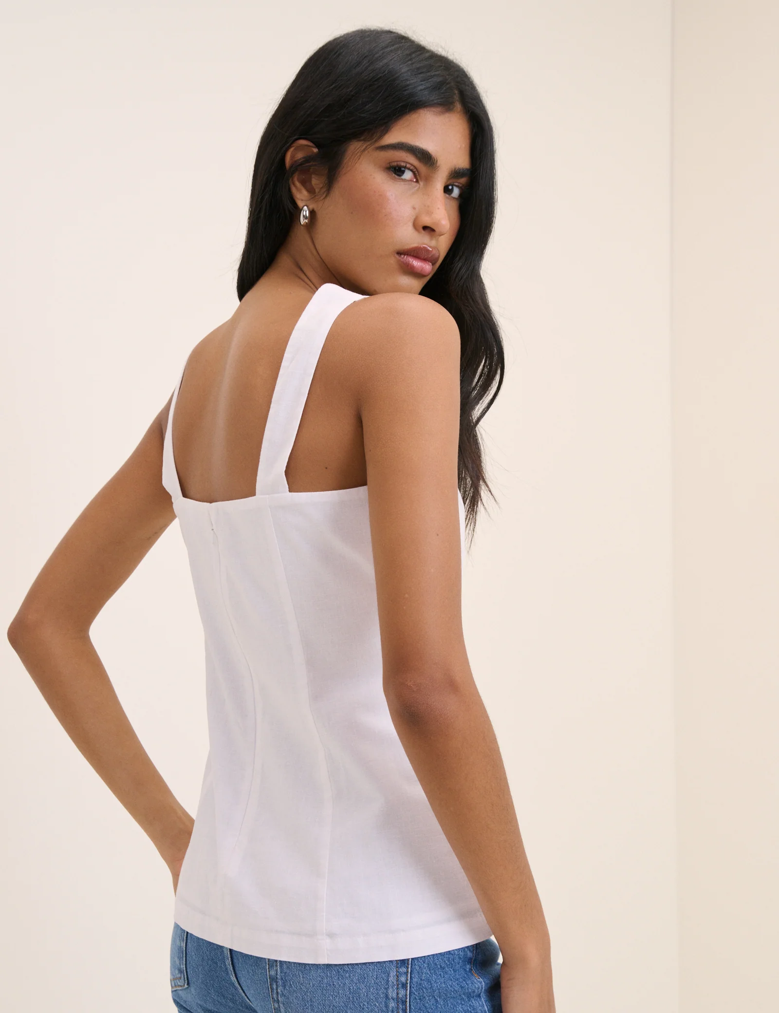 White Square Neck Valencia Top - Image 5
