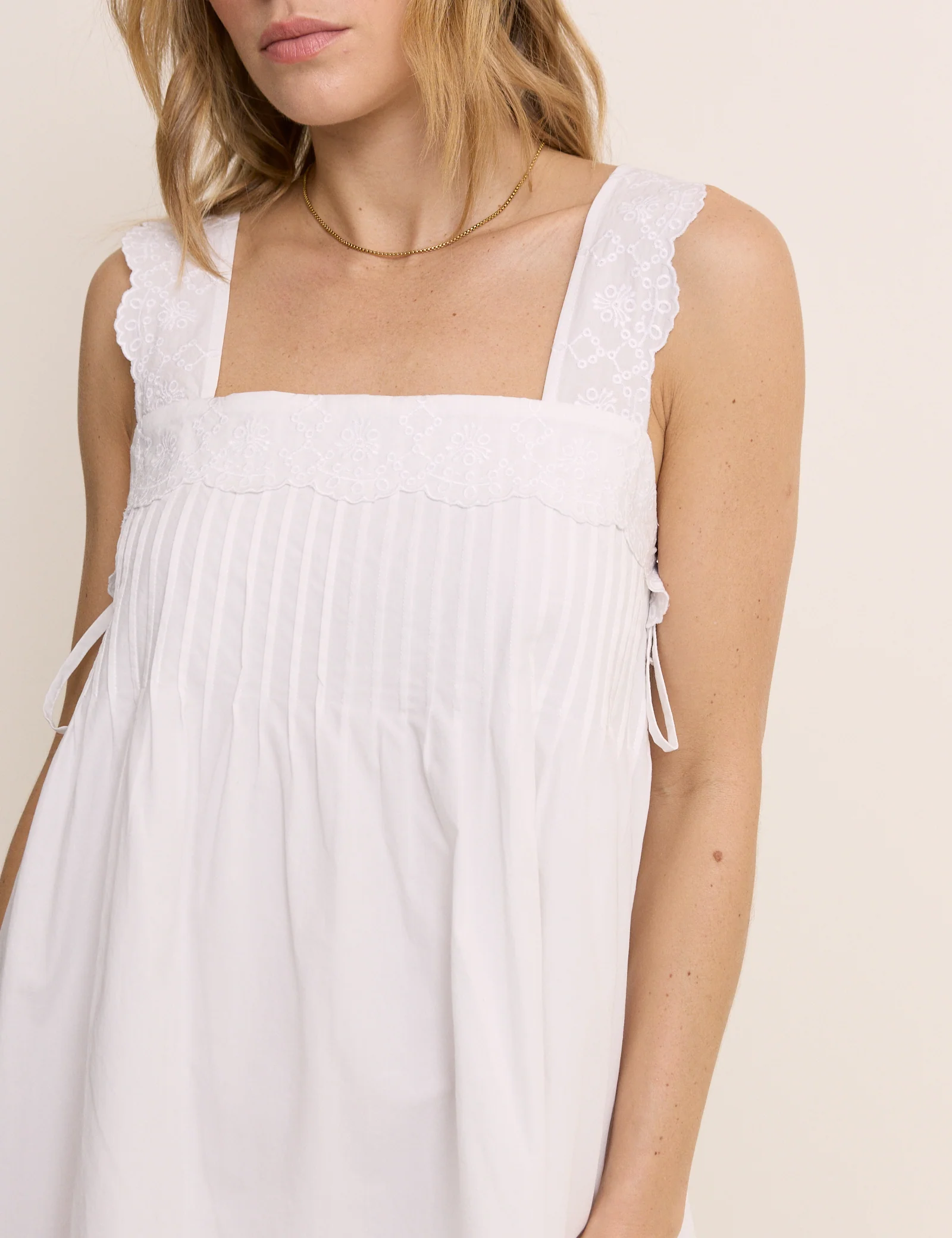 White Square Neck Valerie Mini Dress - Image 3