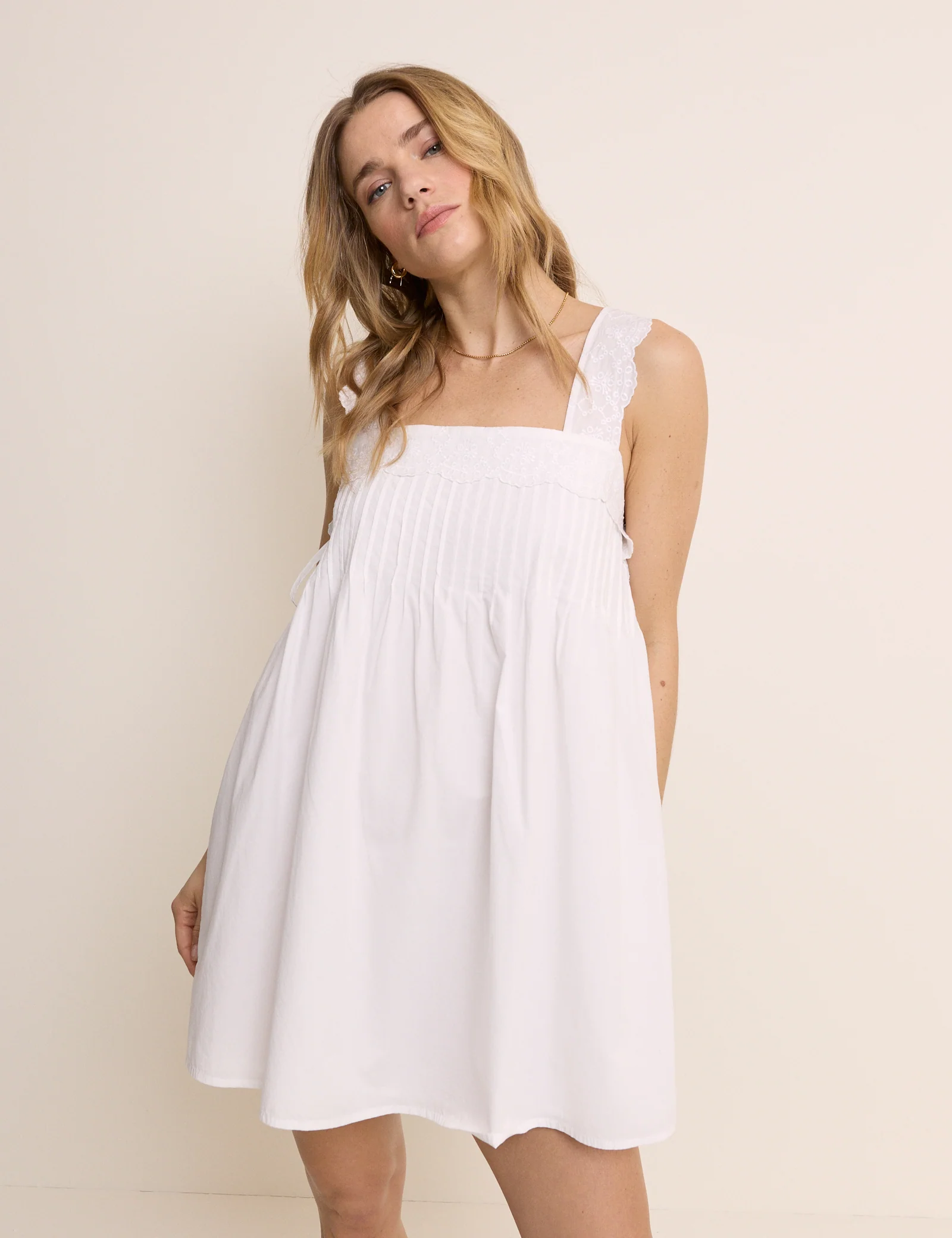 White Square Neck Valerie Mini Dress - Image 4