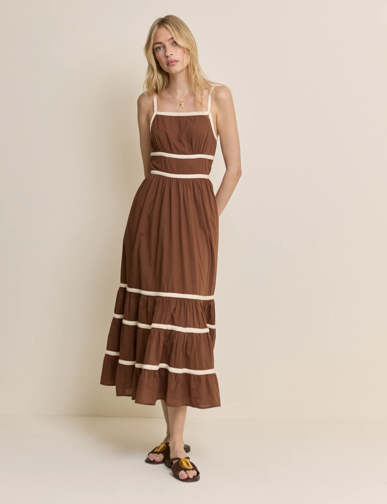 Brown Tiered Veronica Midi Dress - Image 2