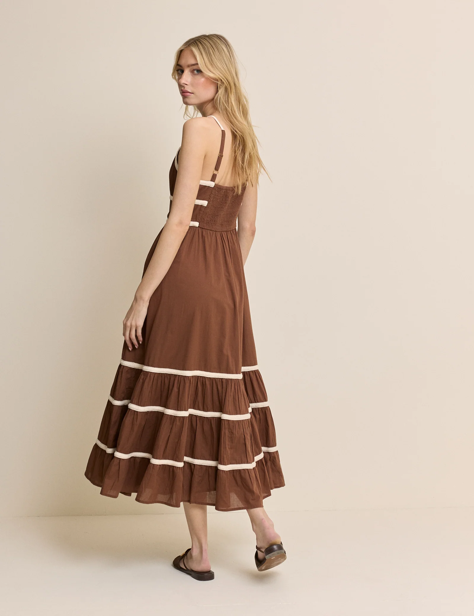 Brown Tiered Veronica Midi Dress - Image 4