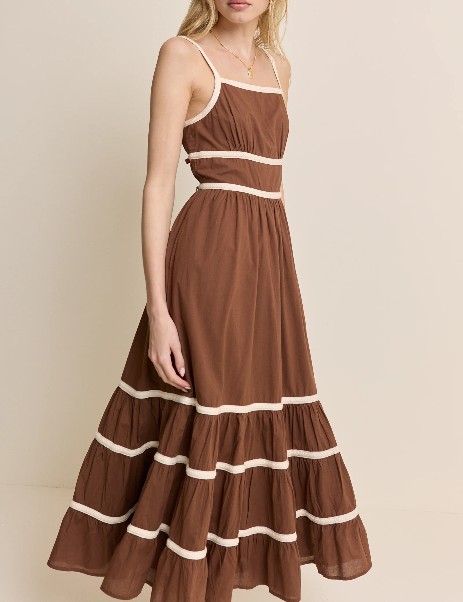 Brown Tiered Veronica Midi Dress - Image 5