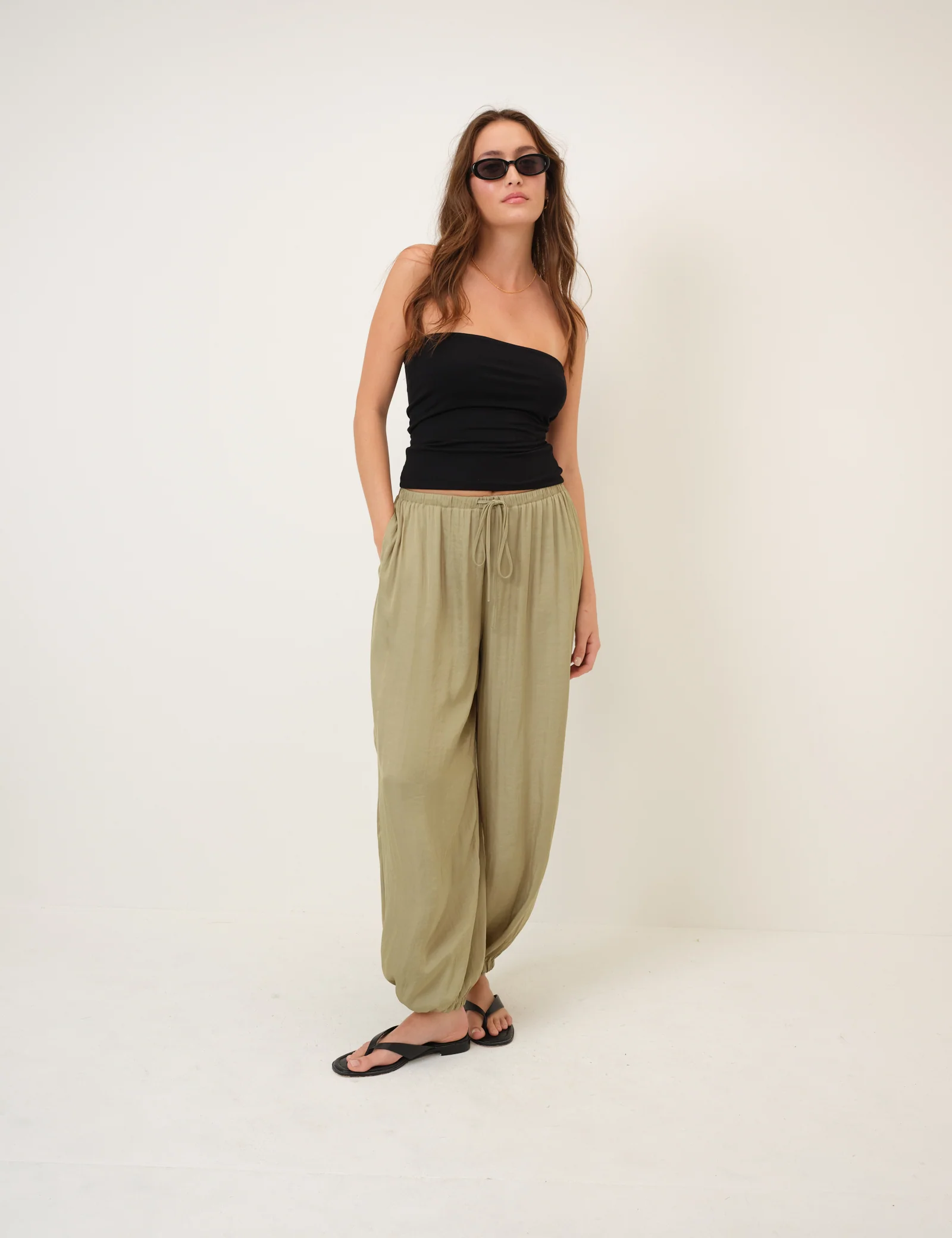 Green Vida Balloon Leg Trousers