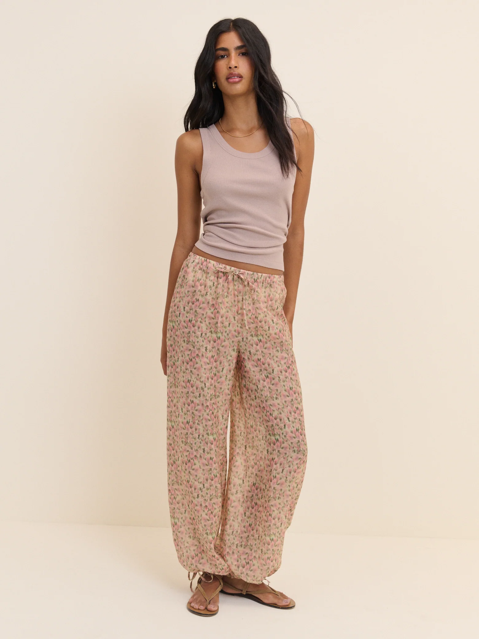 Pink Floral Balloon Cuffed Trousers - Image 2