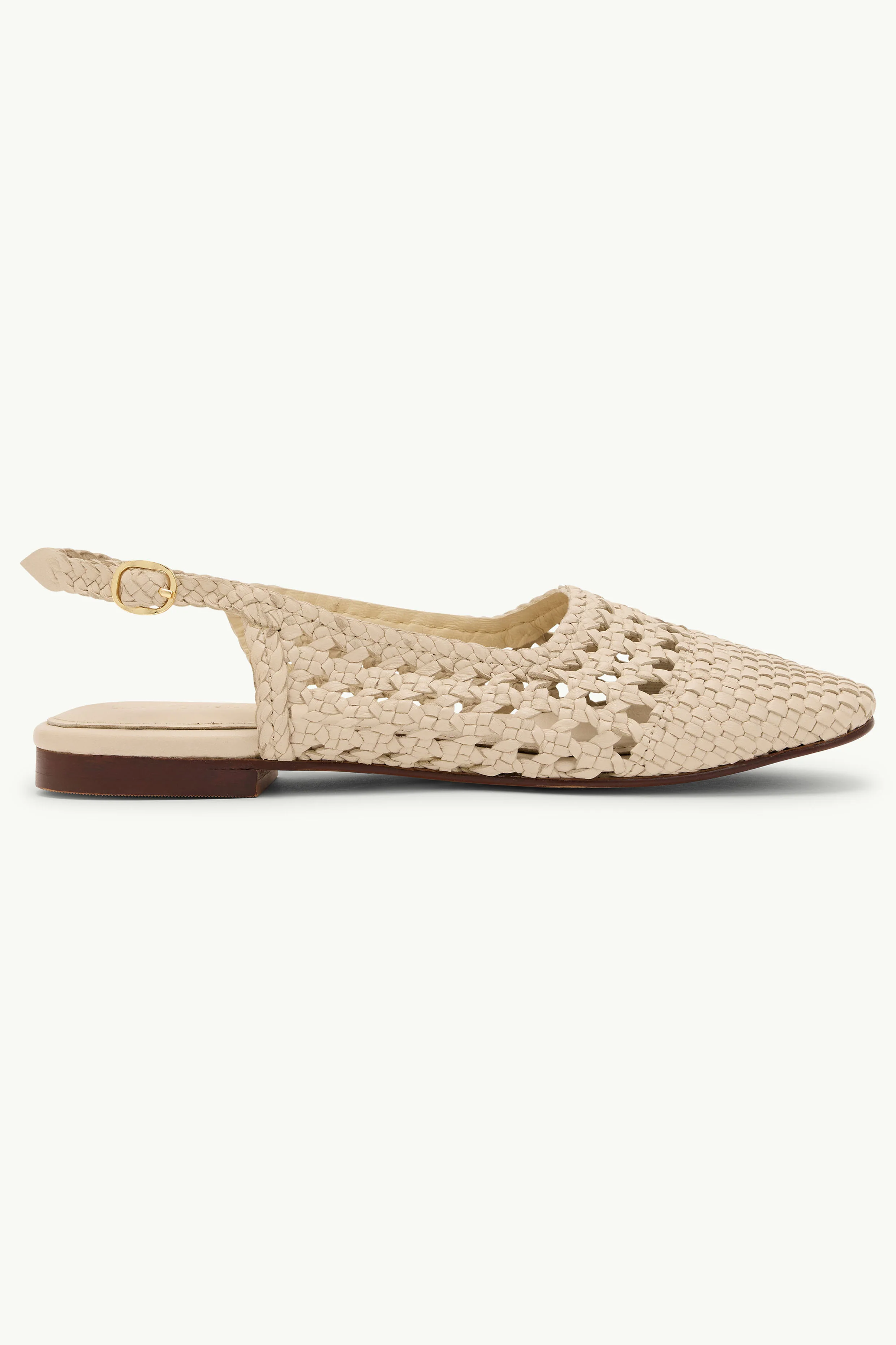 Ivory Woven Leather Slingback Flats - Image 2