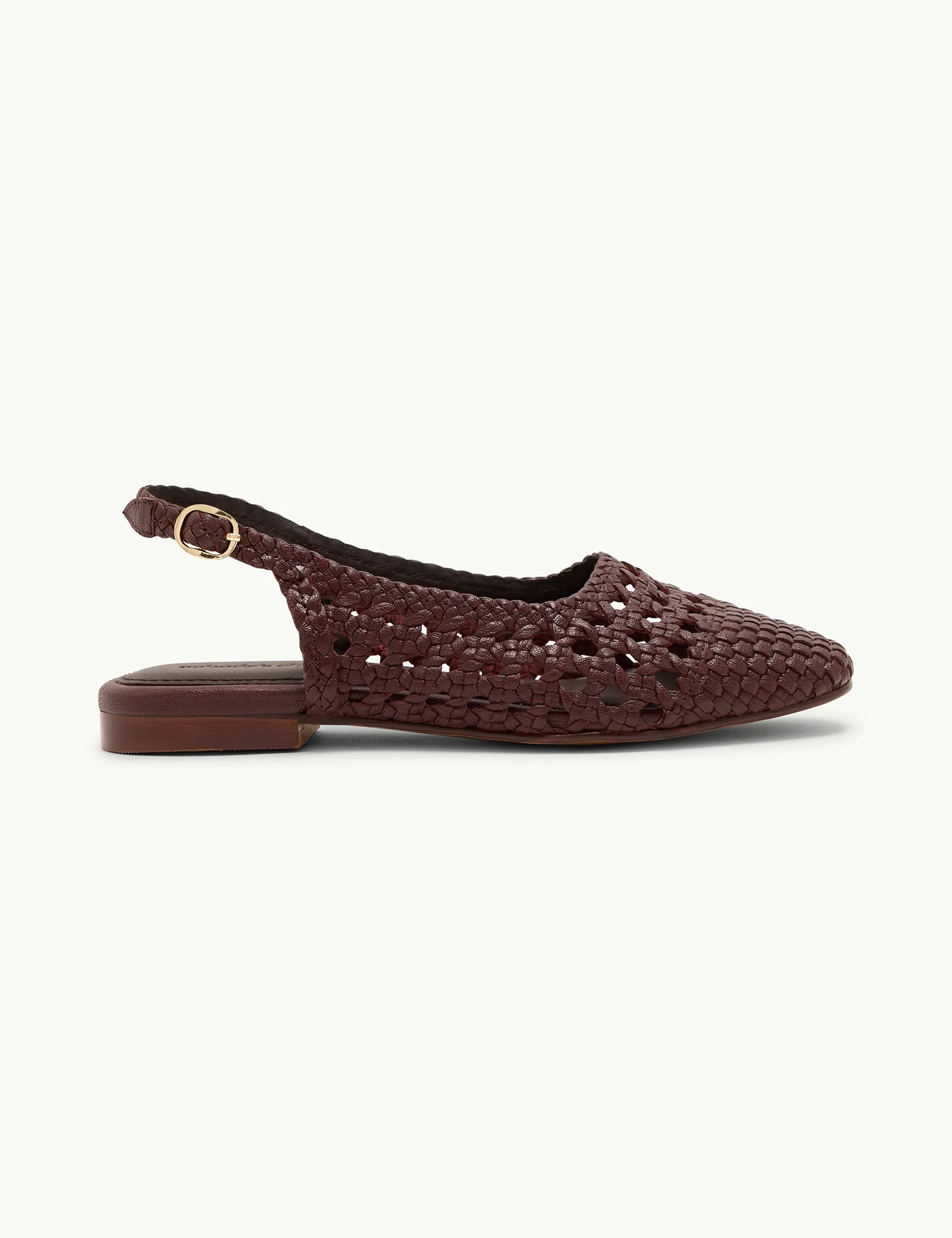 Brown Woven Leather Slingback Flats - Image 2