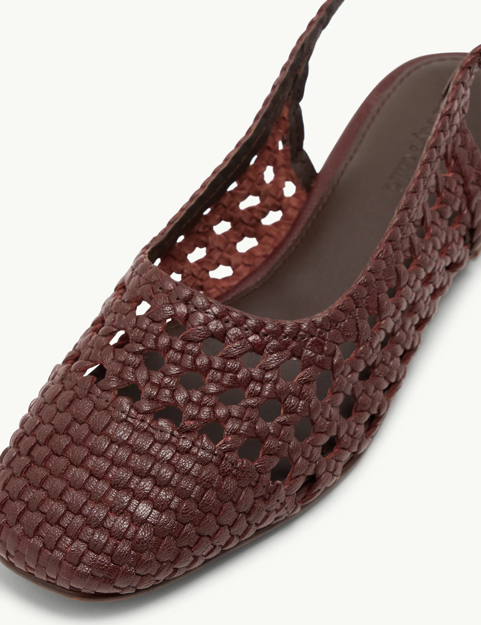 Brown Woven Leather Slingback Flats - Image 4