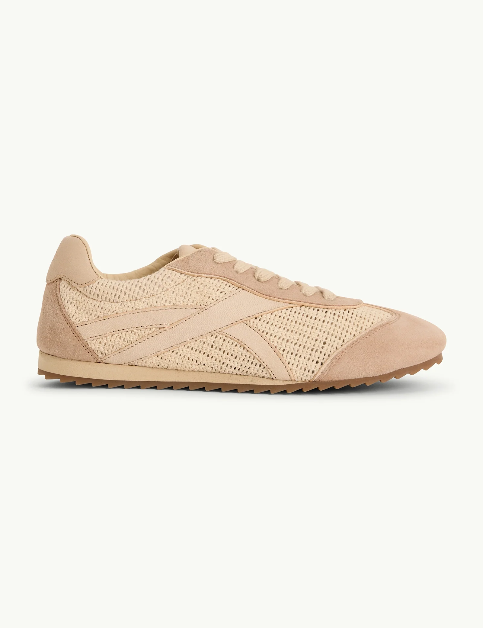 Beige and Cream Suede Trainers - Image 2