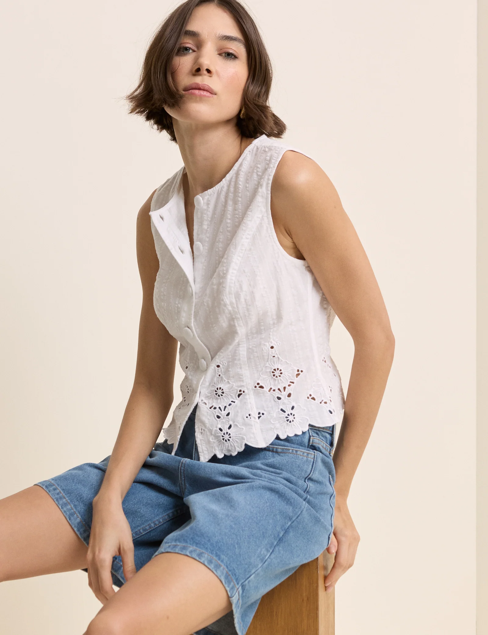 White Broderie Anglaise Top - Image 3
