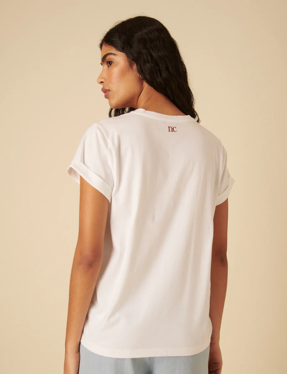 White Heart Embroidered T-Shirt - Image 4