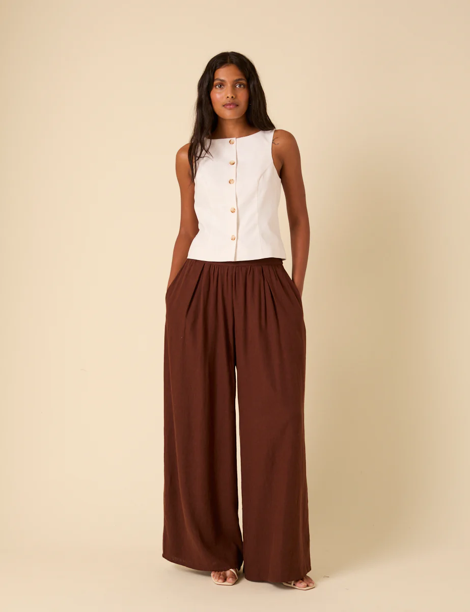 White Linen-Blend Tailored Waistcoat - Image 3