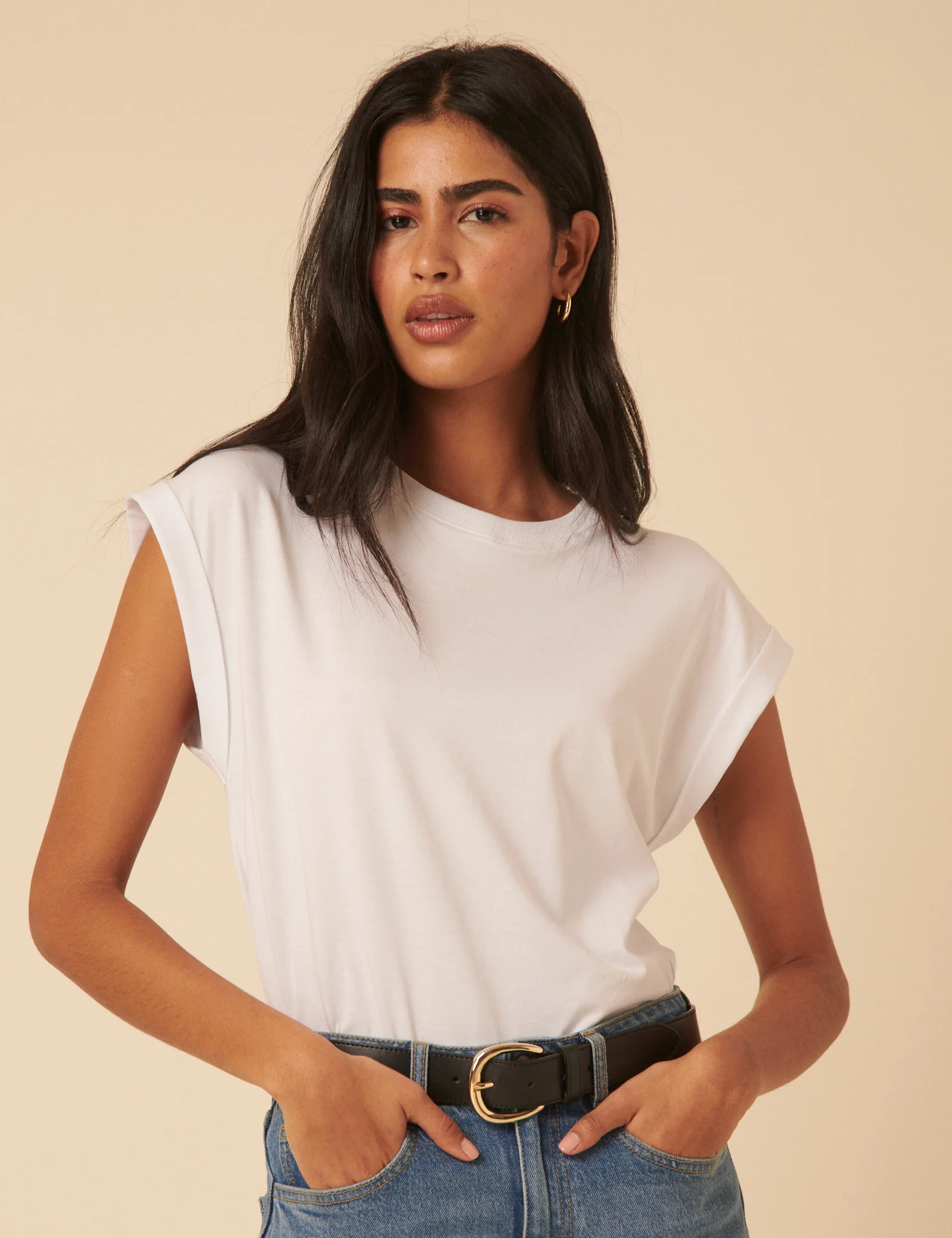 White Cap Sleeve T-Shirt - Image 2