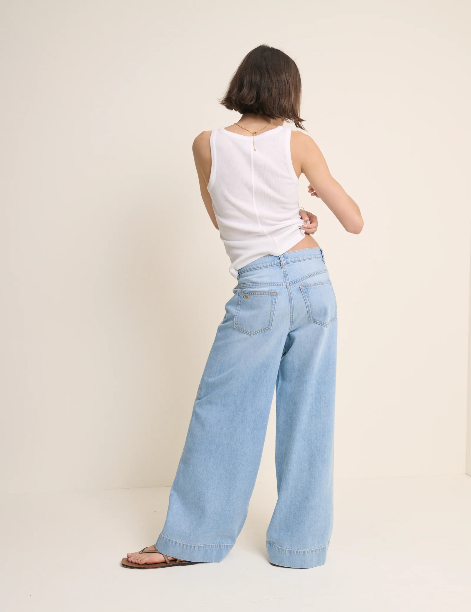 Light Blue Drawstring Wide Leg Wickham Jean - Image 5
