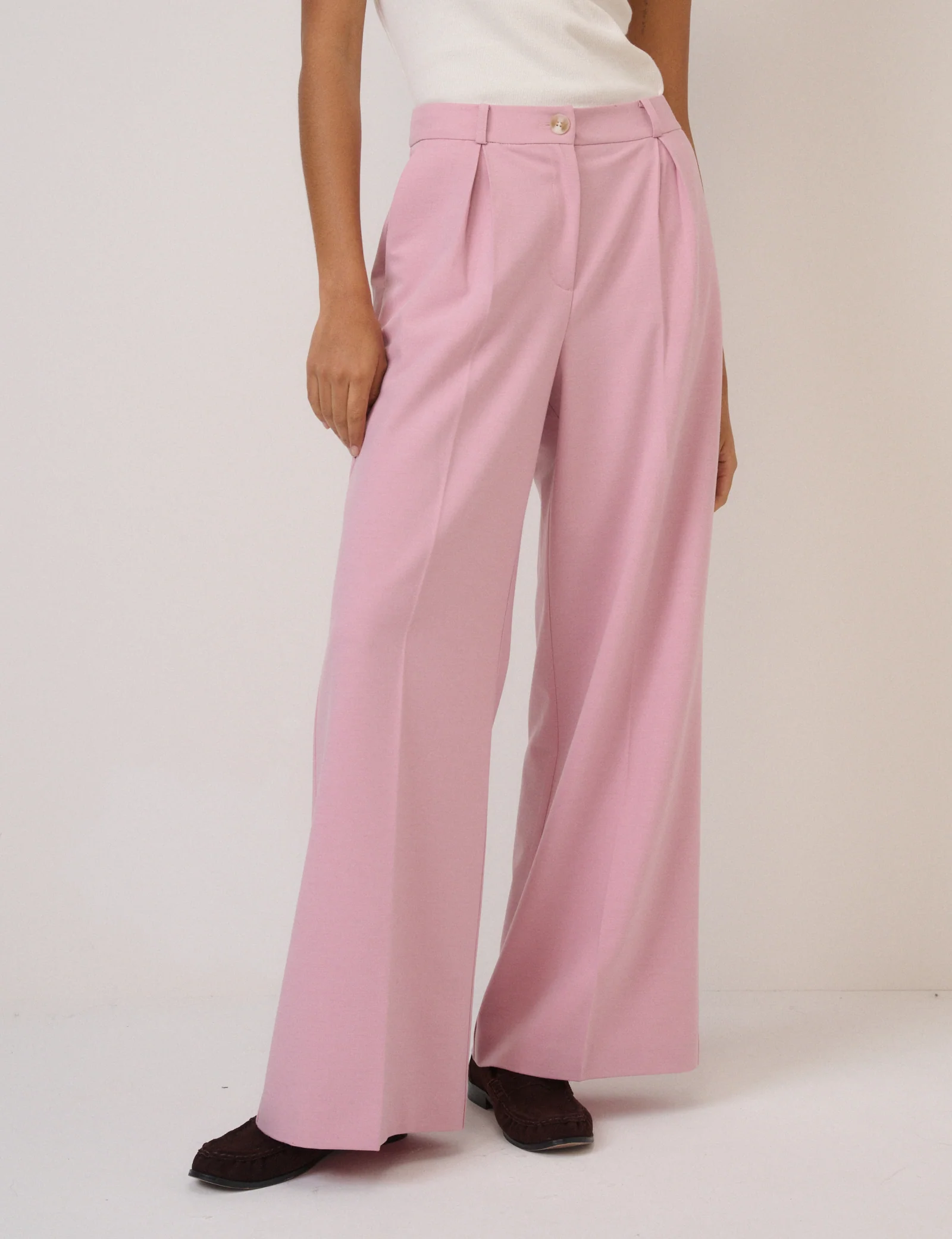 Pink High Waisted Wide Leg Trousers - Image 2