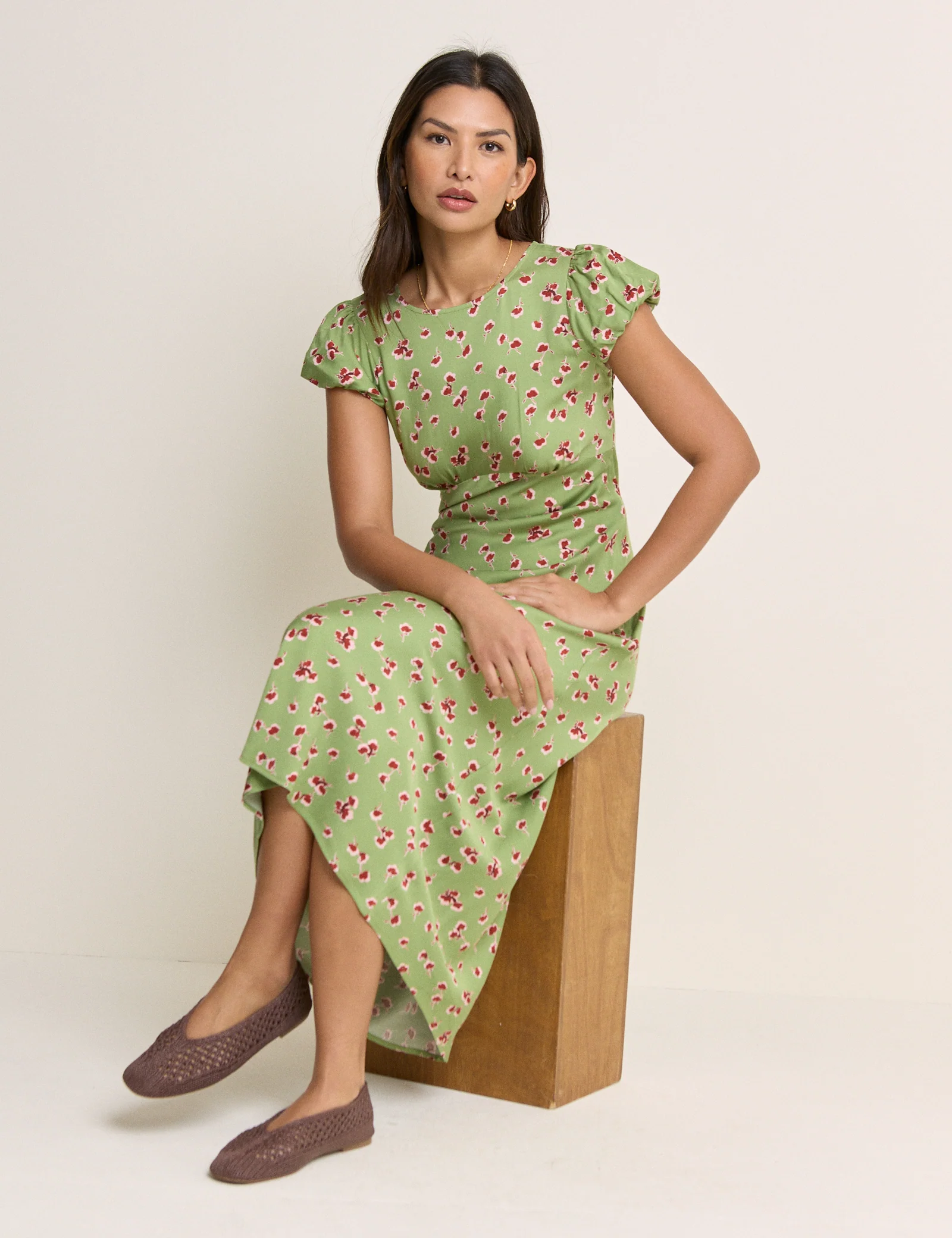 Green Floral Willow Midi Dress - Image 2