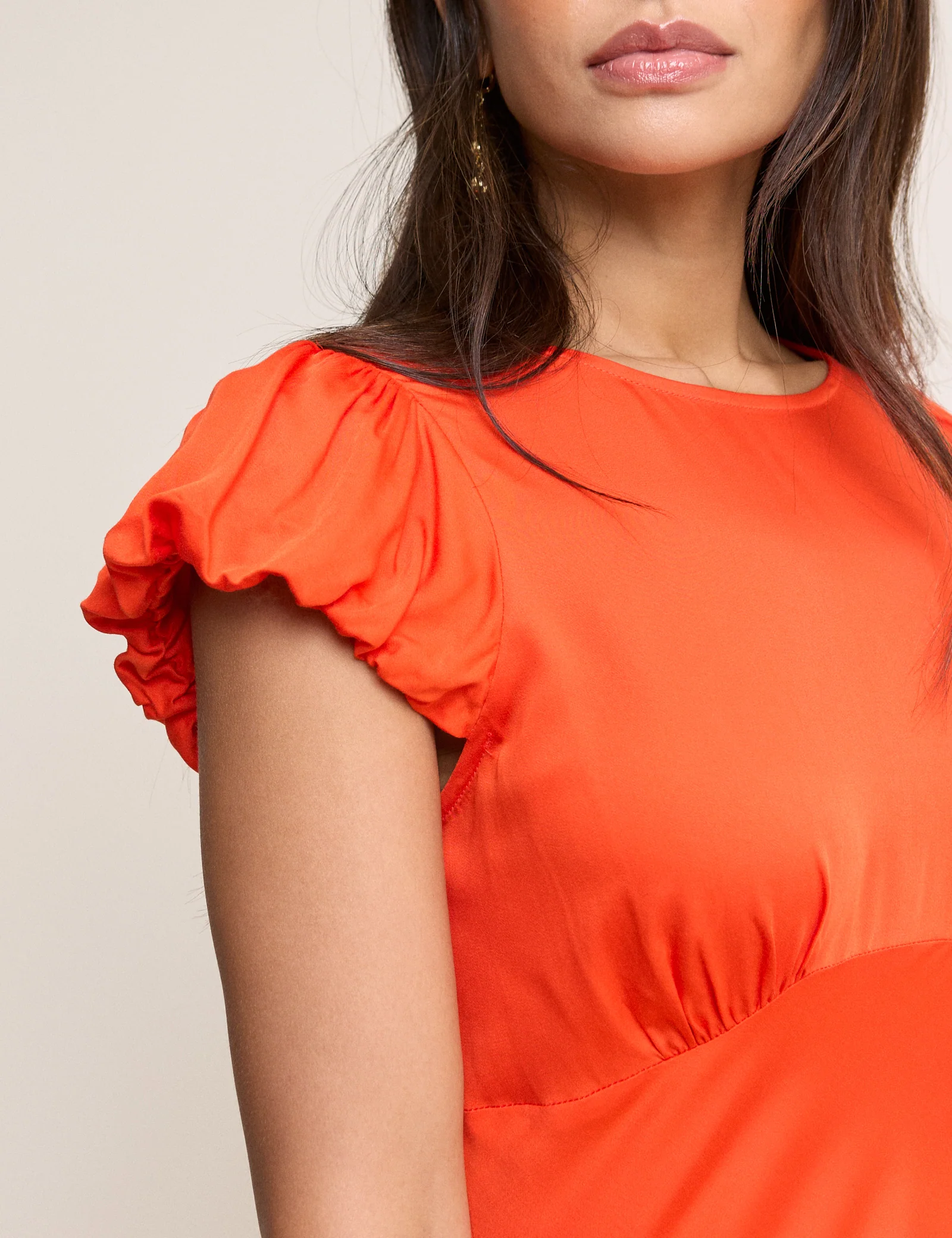 Orange Short Sleeve Willow Midi Dress - Image 2
