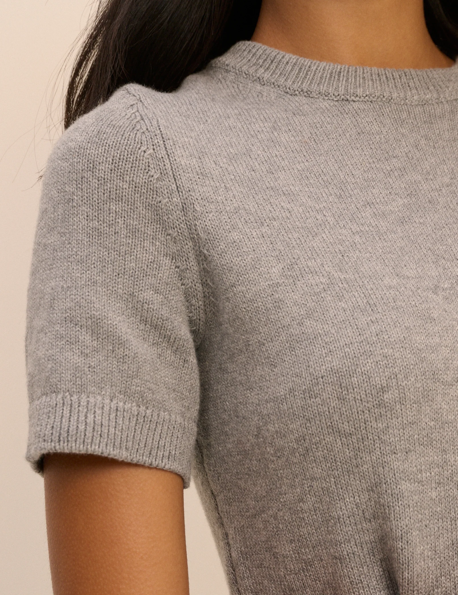 Grey Crew Neck Knitted Top - Image 3