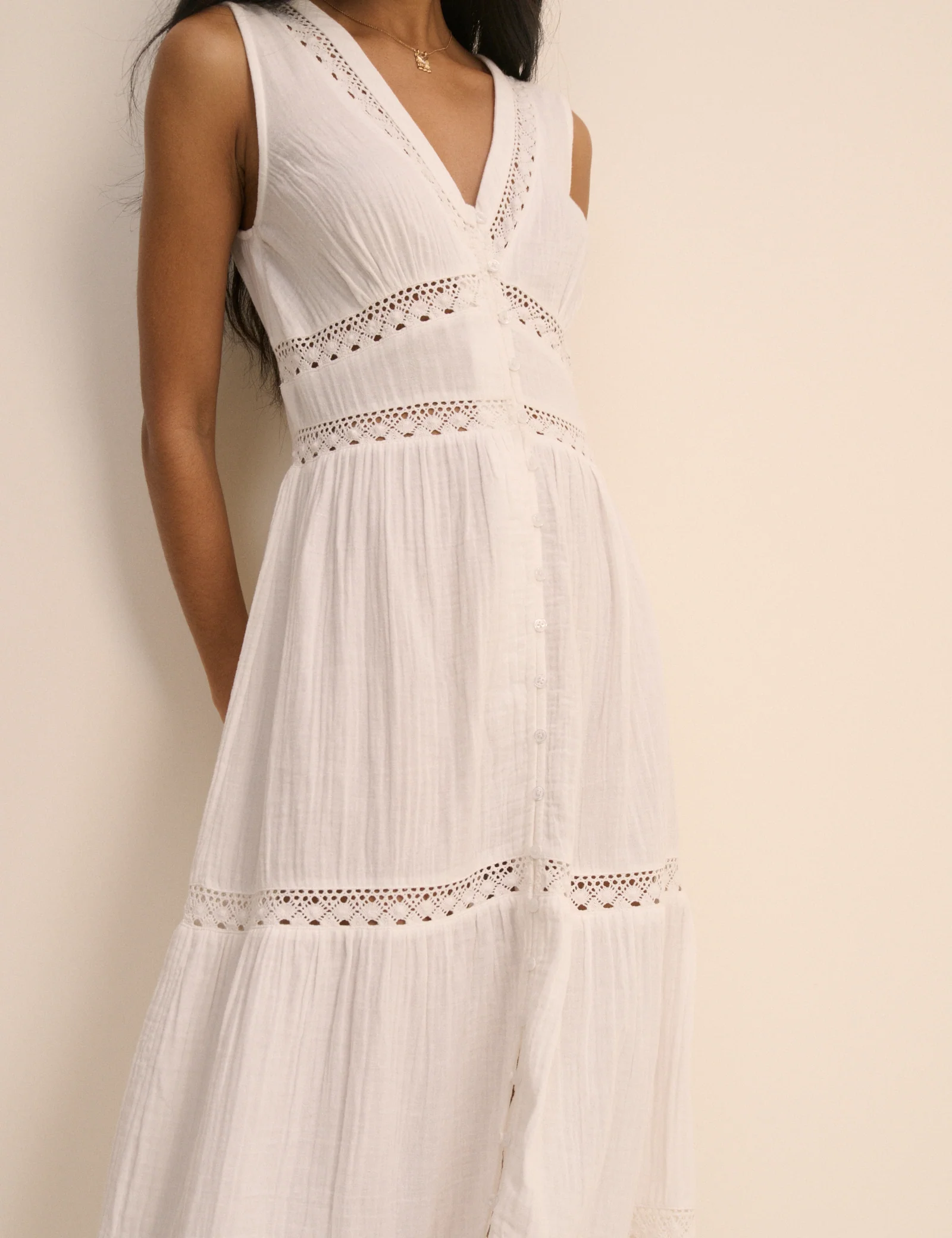 White Broderie Anglaise Wrena Midi Dress - Image 4